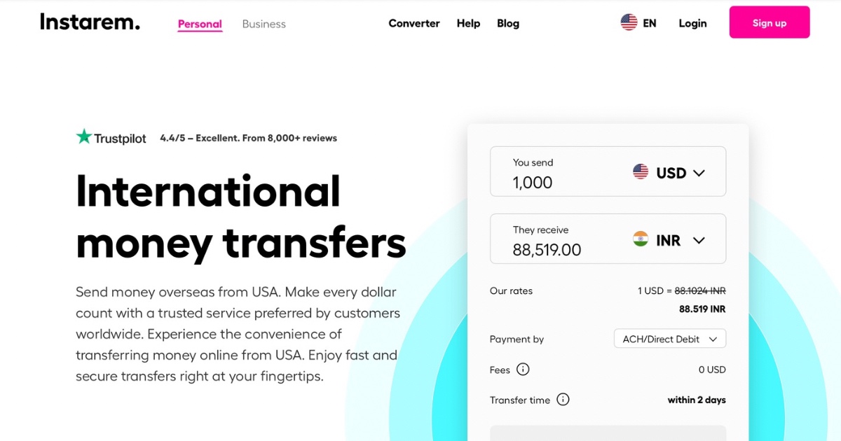 Instarem Landing Page