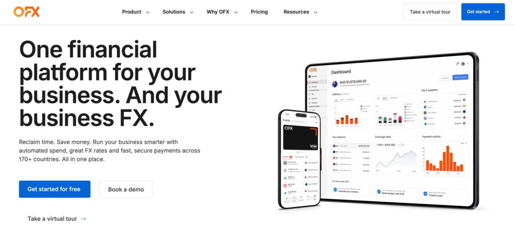 Screenshot of OFX home page