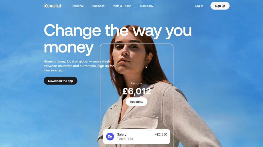 Screenshot of Revolut home page