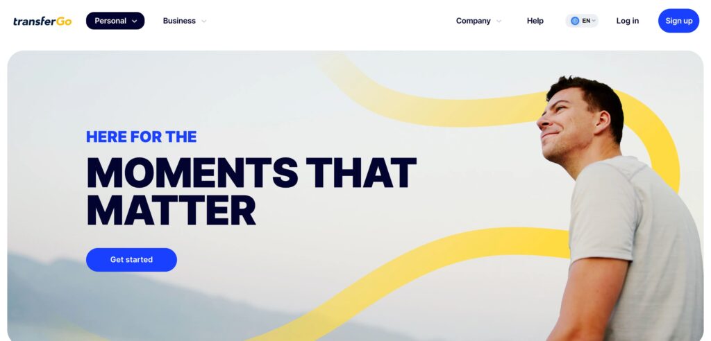 Screenshot of TransferGo home page