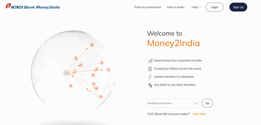 Screenshot of Money2India (ICICI Bank)