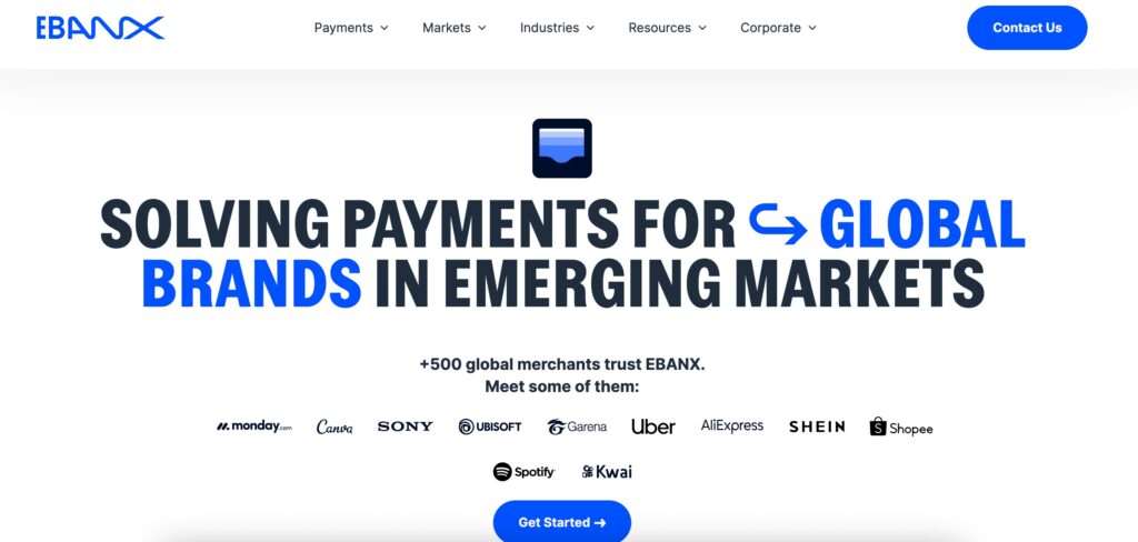 Screenshot of EBANX home page