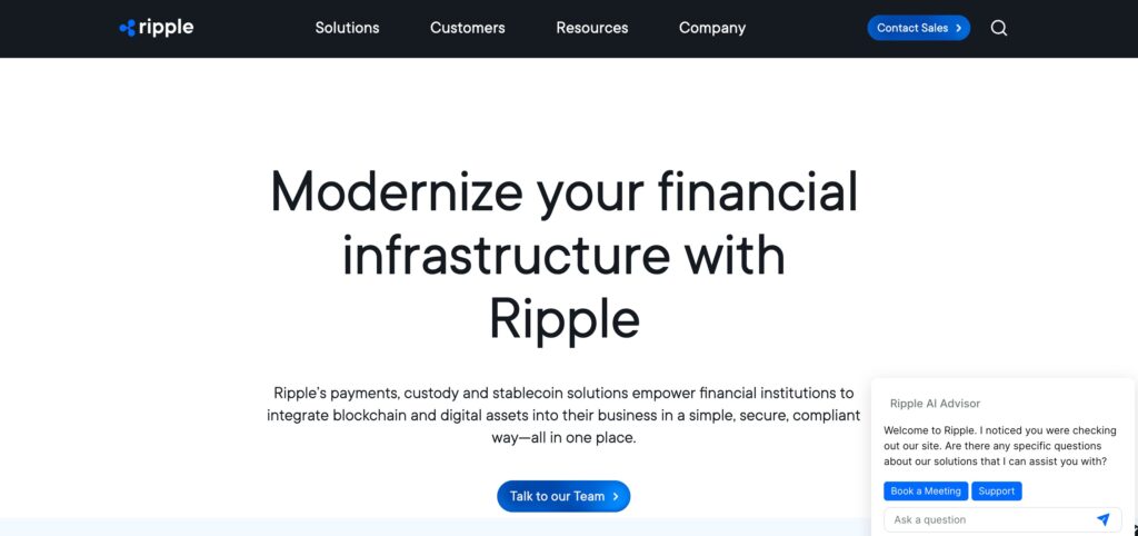 Screenshot of Ripple home page